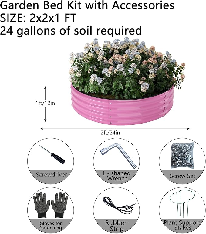 Galvanized Metal Planter Round Raised Garden Bed Kit - Image 3