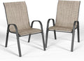 Patio Dining Chairs Set of 2, Outdoor Stackable Dining Chairs High Back by VonzoyHome