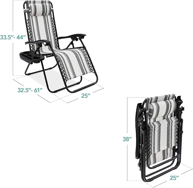 Best Choice Products Set of 2 Adjustable Steel Mesh Zero Gravity Lounge Chair - Image 3