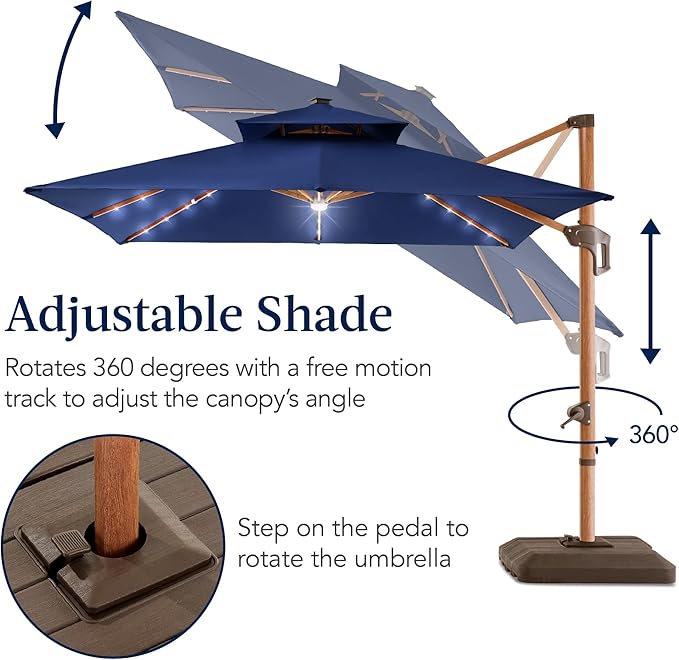 Best Choice Products 10ft Square Cantilever Patio Umbrella w/Base Included - Image 8