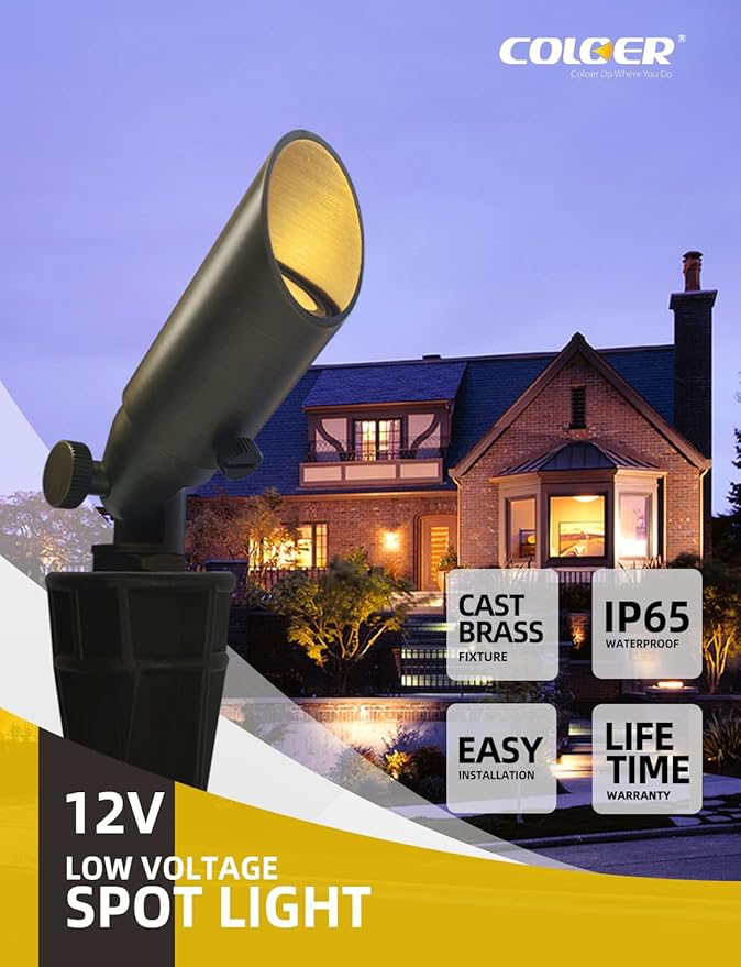COLOER Mini Size Die-cast Brass Landscape SpotLights Outdoor, 2.5W 12Volt AC/DC - Image 2