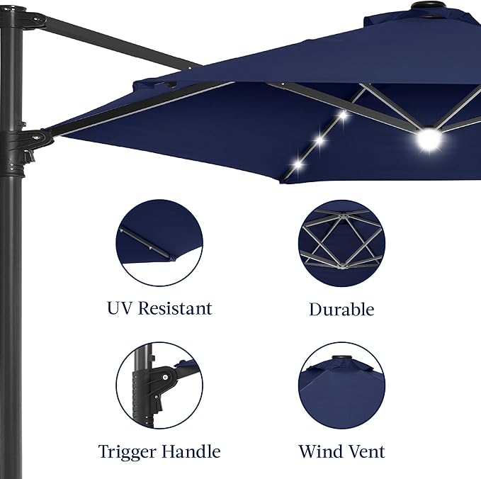 Best Choice Products 10ft Solar LED Offset Cantilever Hanging Market Patio - Image 8