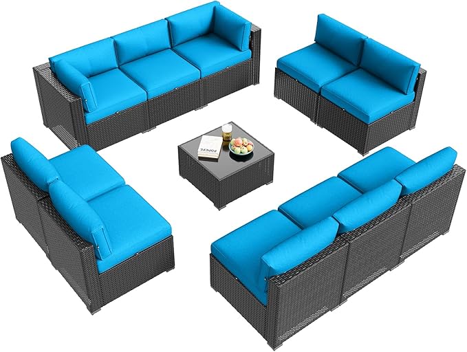 Aoxun Patio Furniture Set, 11 Piece Outdoor Sectional Sofas - Image 9