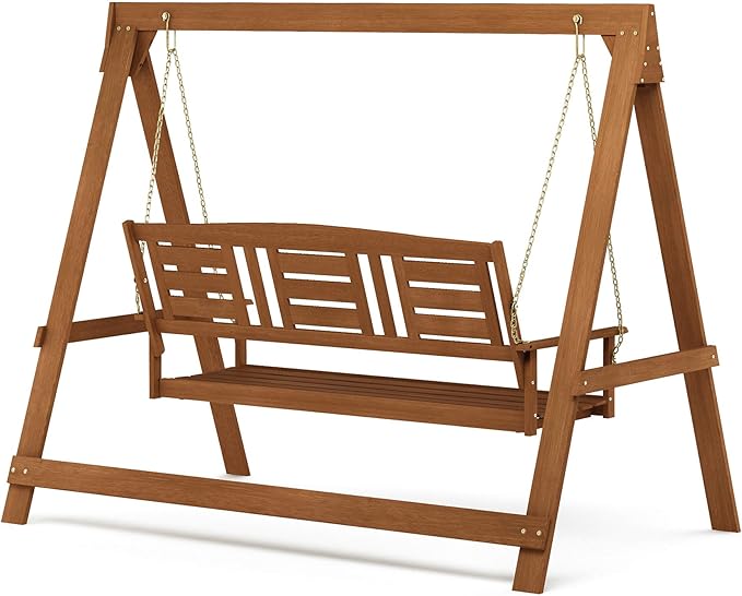 Furinno Tioman Hardwood Patio / Garden / Outdoor Large Porch Swing, 3 Seater - Image 4