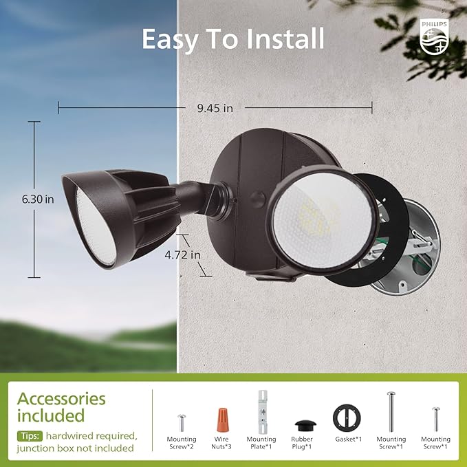 Philips 44W 3500LM ‌LED Security Flood Light‌ ‌Outdoor‌，Switch Controlled - Image 7