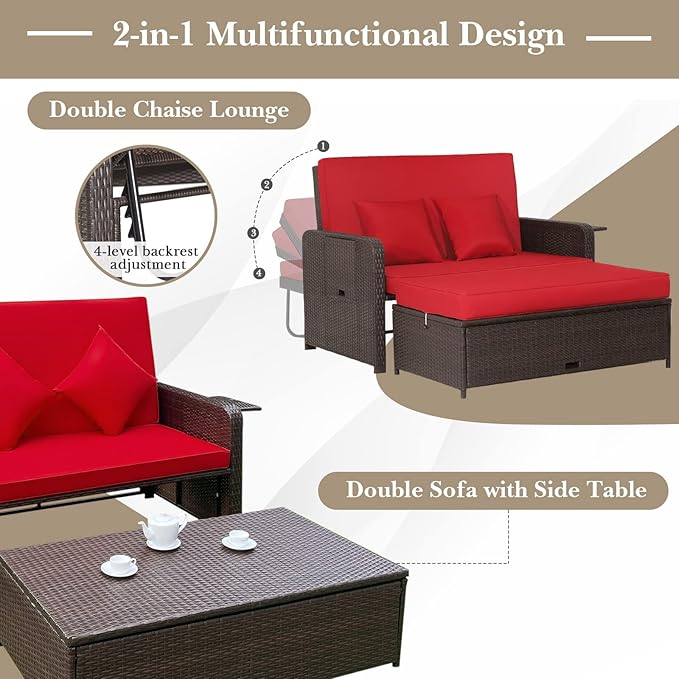Tangkula Patio Rattan Daybed - Image 7