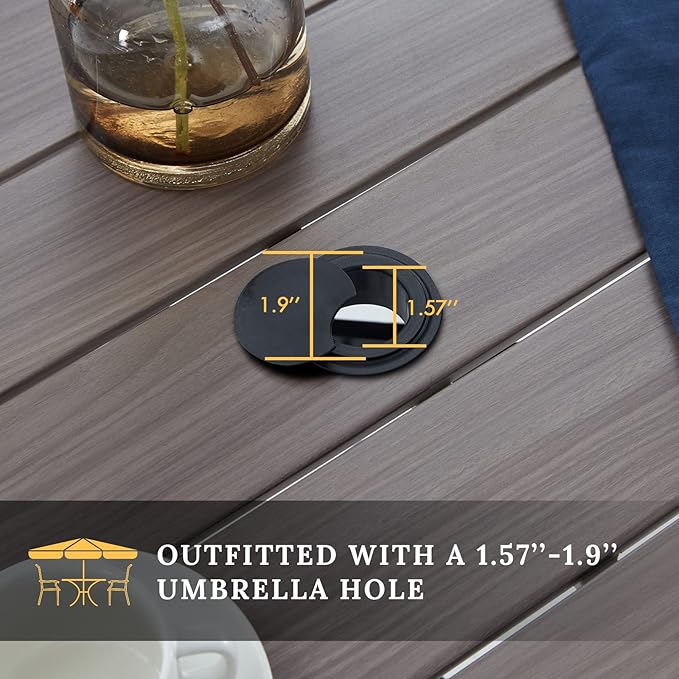 VICLLAX Round Patio Table with Adjustable Umbrella Hole, All Weather Outdoor - Image 4