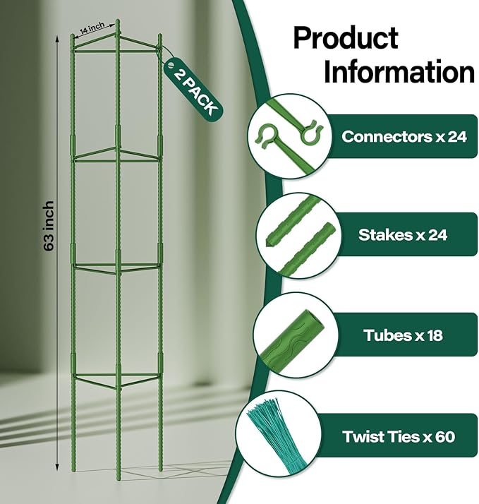 Halatool 2 Pack Tomato Cages for Garden, Garden Stakes Tomato Trellis for Pots - Image 2