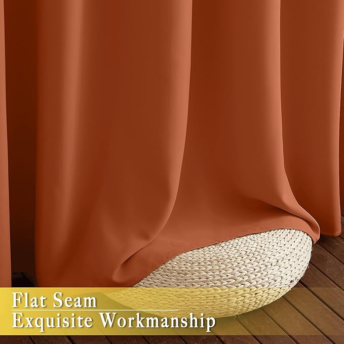 NICETOWN Blackout Burnt Orange Curtain 54 inches Long - Image 6