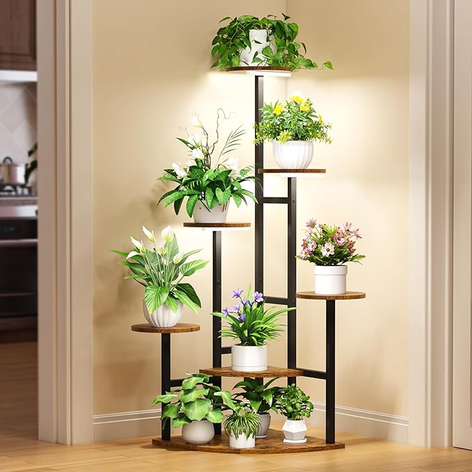 Corner Plant Stand with Grow Lights, 7 Tiered Plant Shelf Indoor, Metal Plant - Image 8