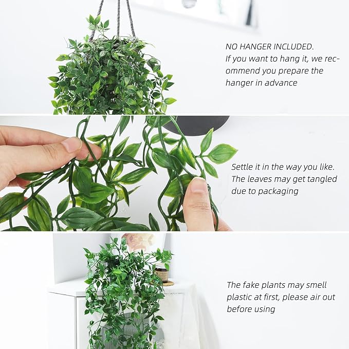 Whonline Fake Hanging Plants, Artificial Small Potted Plants - Image 3