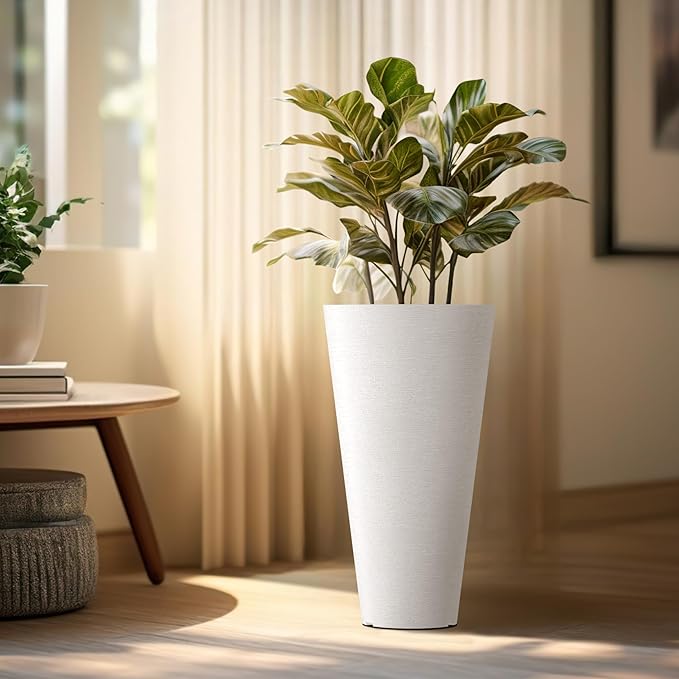 Kante Tall Round Planter Set of 2, 18 Inch Tall Decorative Planter Pots - Image 3