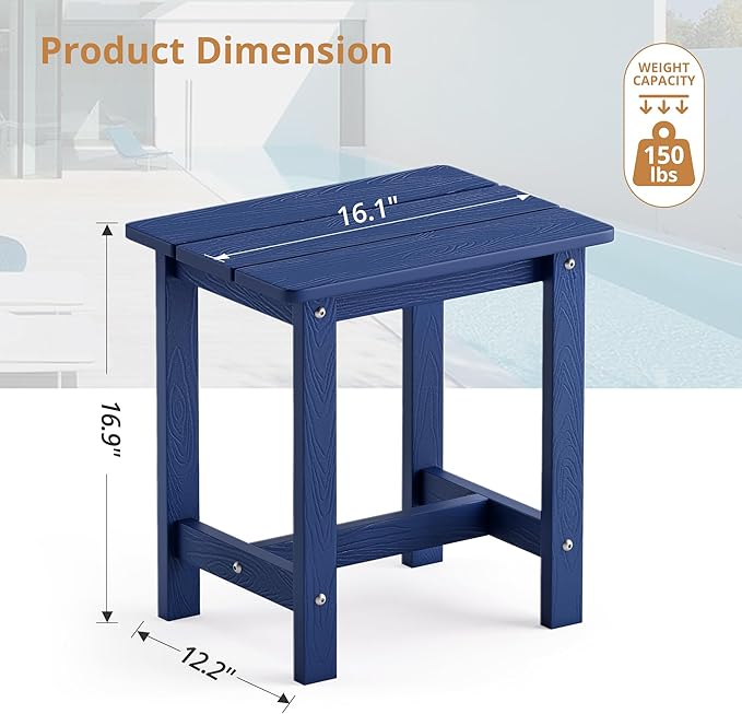 LUE BONA Outdoor Side Table, HDPS Small Outdoor Table, Adirondack Side Table - Image 3