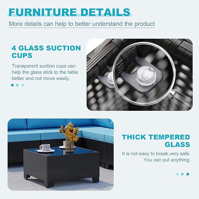 Outdoor Wicker Patio Furniture Set, Rattan Sectional Sofa Set - Image 4