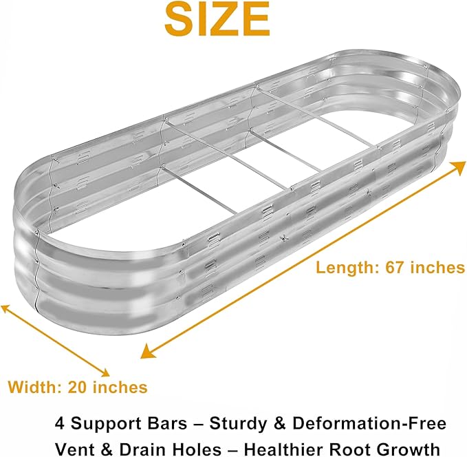 GADI 67-Inch Galvanized Raised Garden Bed, Metal Planter Box - Image 3