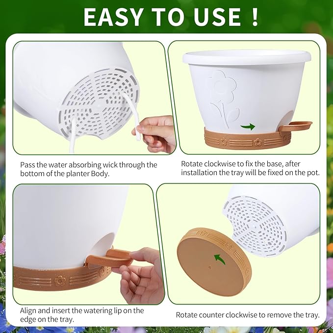 Plant Pots, Flower Pots for Indoor/Outdoor Plants, Self Watering Plastic - Image 5