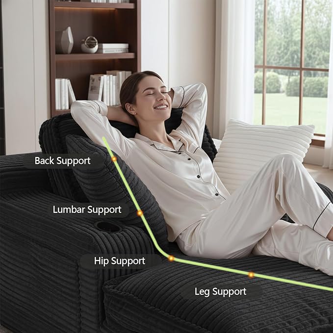 67" Oversized Chaise Lounge Chair Indoor, Soft Boneless Cloud Couch - Image 5
