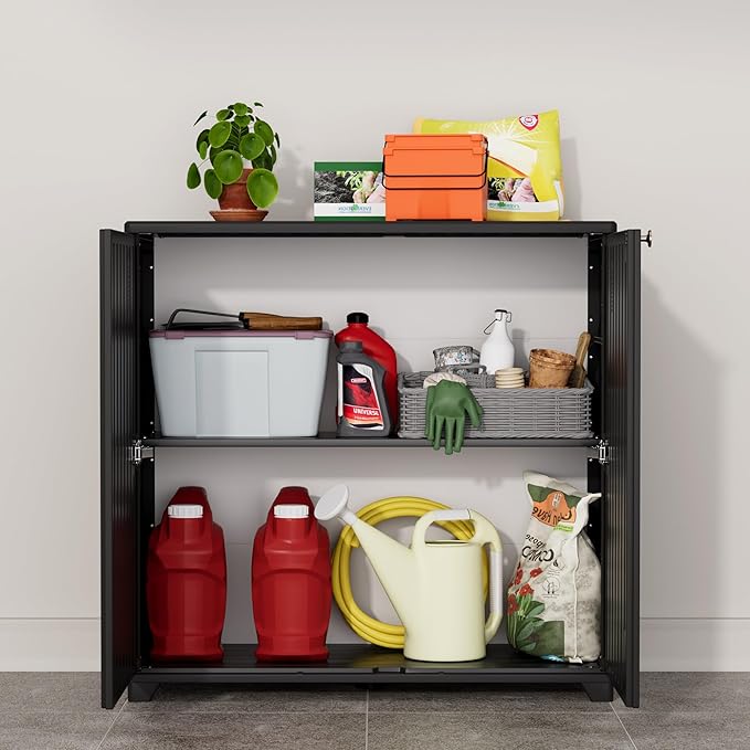 ADDOK Indoor Outdoor Plastic Storage Cabinet 34"x15"x34" - Image 6