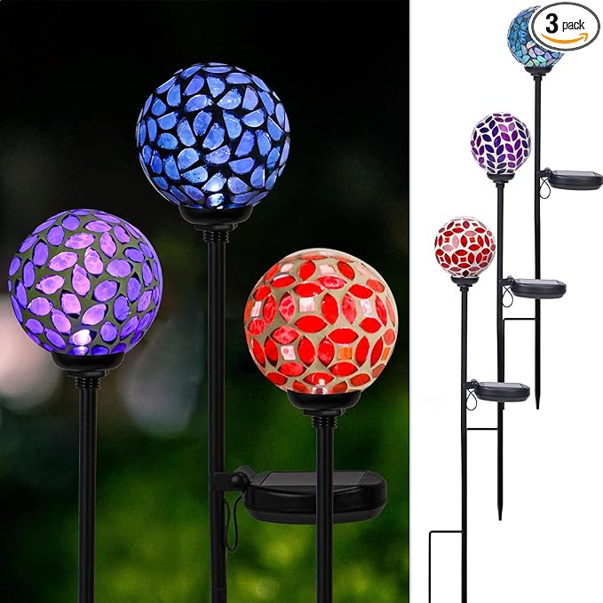 Afirst Solar Lights Outdoor Decorative Solar Mosaic Garden Stakes Decorative by Afirst