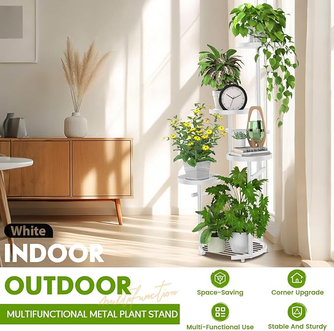 TOSKING 5 Tier Metal Plant Stand Indoor, Plant Shelf, Corner Shelf Flower Pot - Image 9