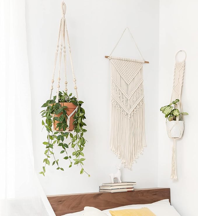 Mkono Macrame Plant Hanger Indoor Hanging Planter Basket - Image 2