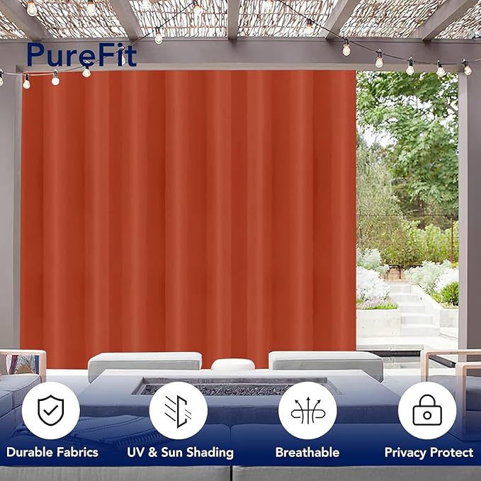 PureFit Outdoor Curtains for Patio Waterproof Weatherproof, UV Resistant - Image 3