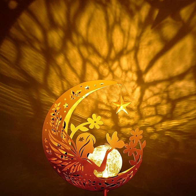 ZNYCYE Solar Lights Outdoor Decorative Moon Angel Solar Stake Lights Pathway - Image 3