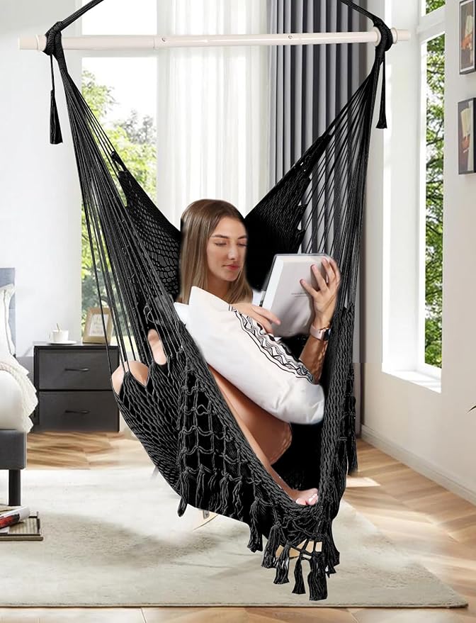 Chihee Hammock Chair Super Large Soft-Spun Cotton Rope Weaving Hanging Chair - Image 6