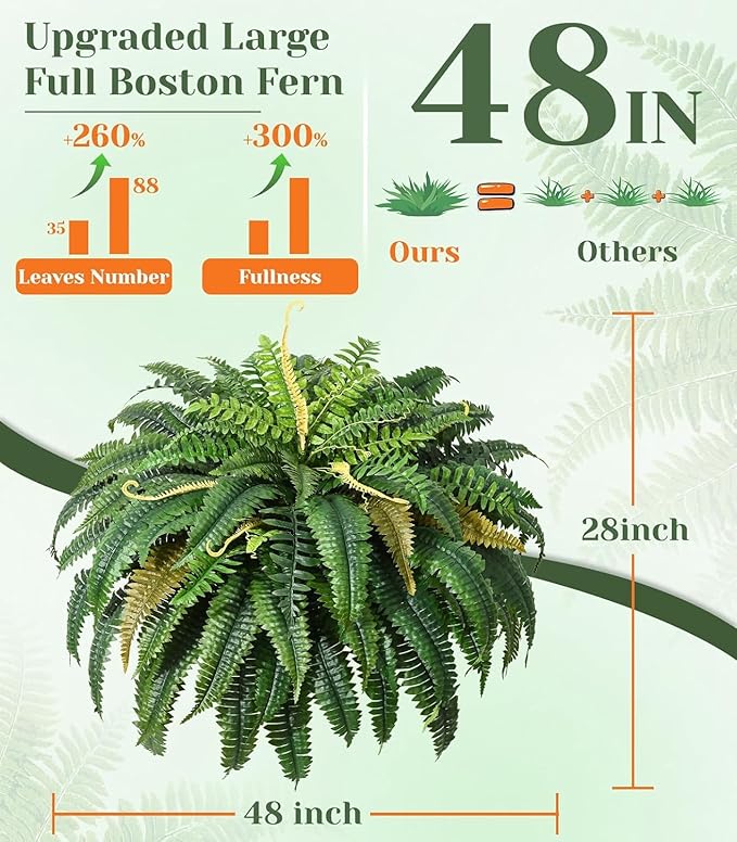 Set of 2 Large Autumn 88 Leaves Artificial Ferns - Image 6