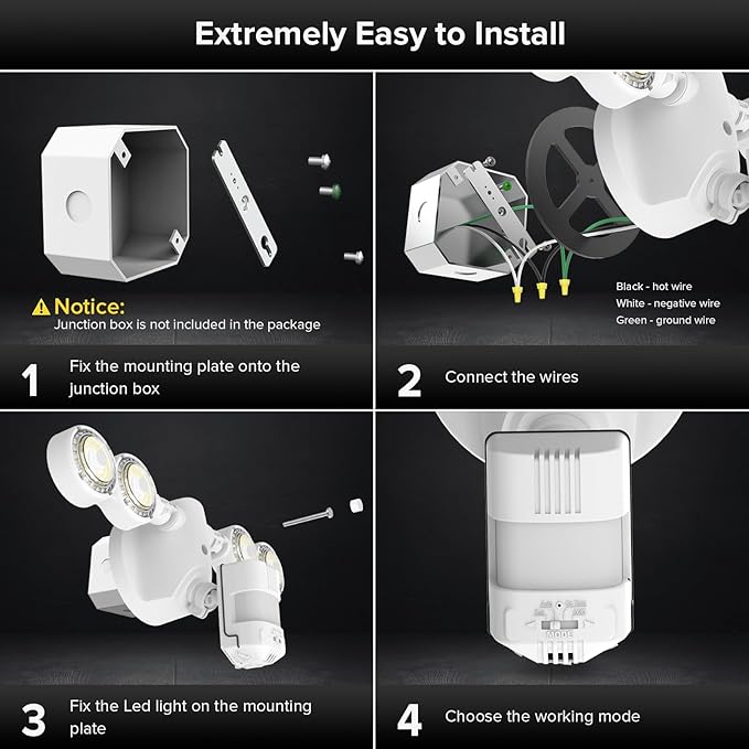 SANSI 40W 5000 LM LED Motion Sensor Outdoor Lights 5000K Daylight Super Bright - Image 6