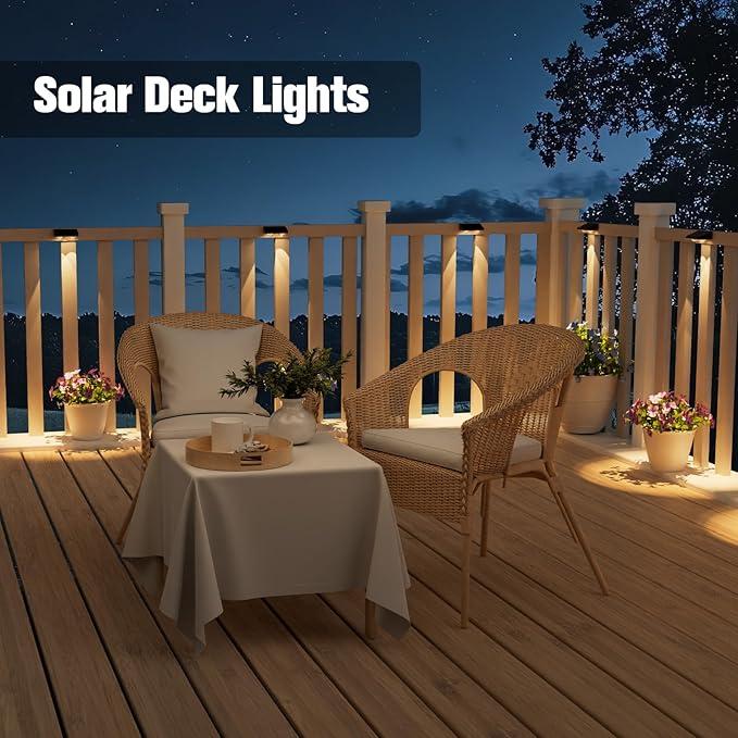 NIORSUN Solar Fence Lights, 8 Pack Solars Deck Light, Warm White Color - Image 5