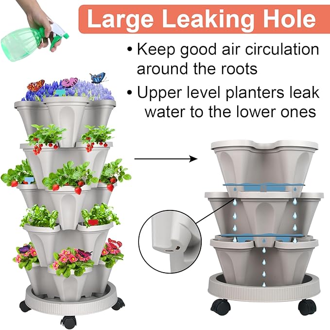 DUNCHATY Stackable Planter, Vertical Strawberry Planter - Image 6