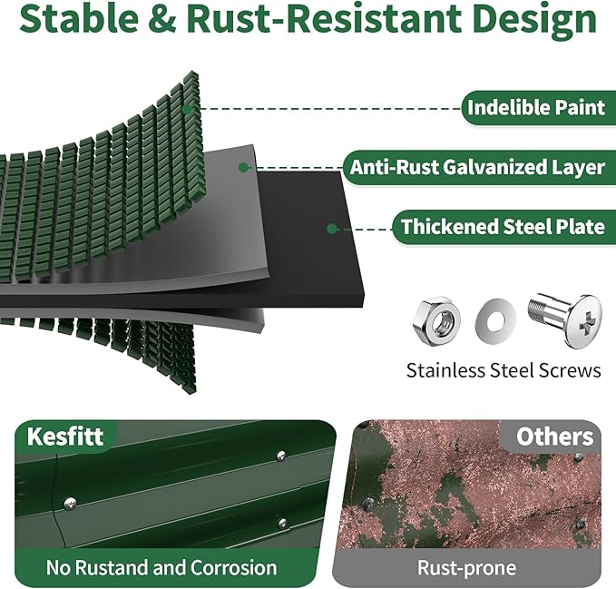 Kesfitt Raised Garden Bed Outdoor, Galvanized Steel Metal Raised Bed Planter - Image 2