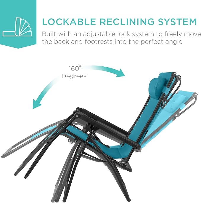 Best Choice Products 30” Wide Folding Zero Gravity Outdoor Recliner Patio - Image 6