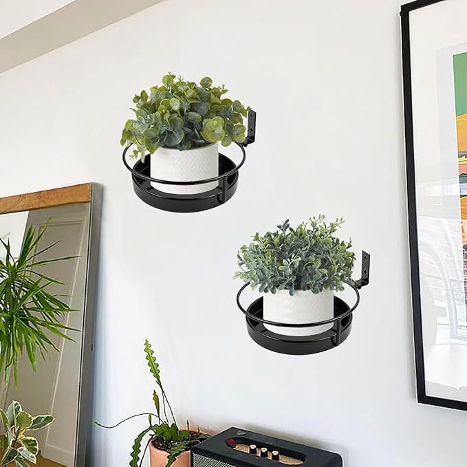 ARTORA Wall Mounted Plant Holder, 2 Pack Metal Flower Pot Wall Hanging Shelf - Image 2