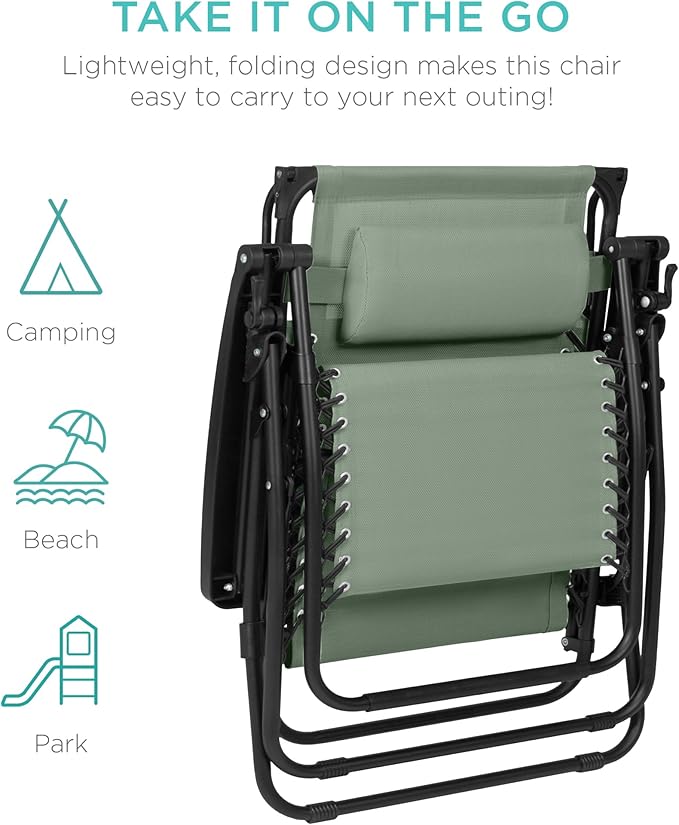 Best Choice Products 30” Wide Folding Zero Gravity Outdoor Recliner Patio - Image 9