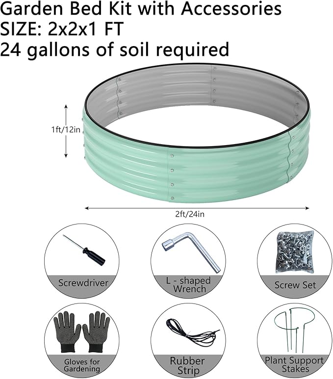 Galvanized Metal Planter Round Raised Garden Bed Kit - Image 2