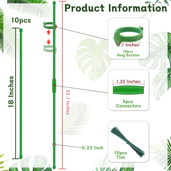 Plant Stakes 18Inch, HAINANSTRY Adjustable Length Garden Stakes, Plant Stakes - Image 2