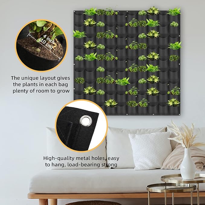 Hanging Planting Grow Bags, 90 Pockets Wall Planter Wall Mounted Grow Bag - Image 4