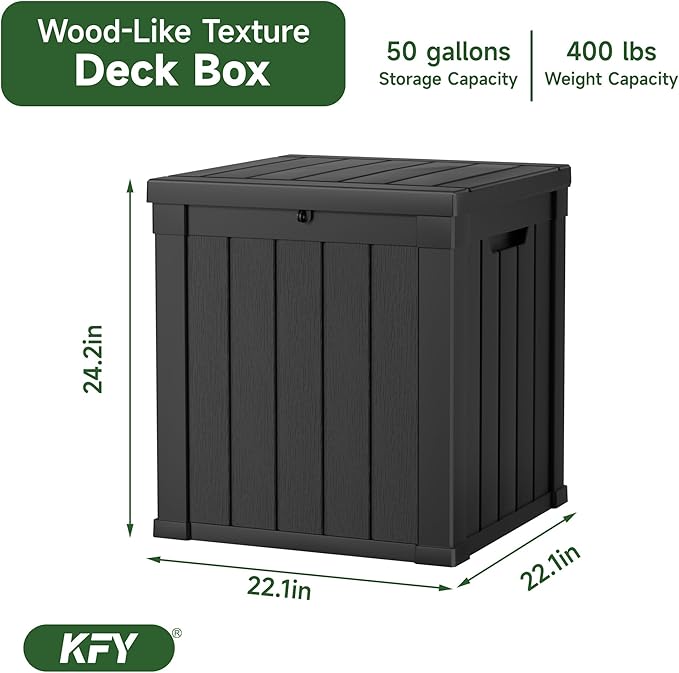 50 gallon deck box, All-weather resin material outdoorstorage box easy to - Image 2