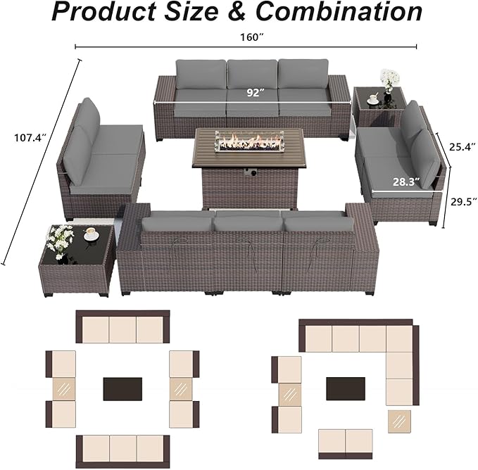 ALAULM 13 Pieces Outdoor Patio Furniture Set - Image 6