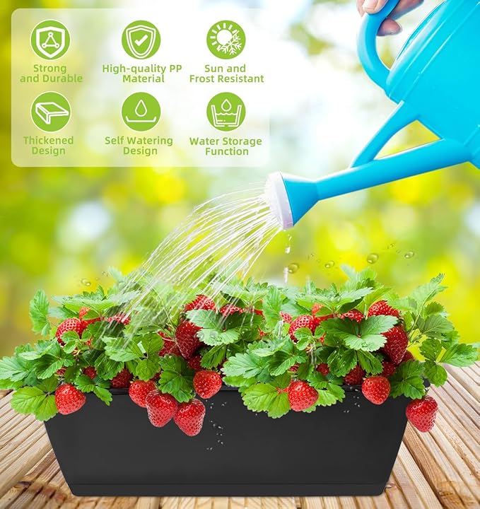 Window Box Planter, 7 Pack Plastic Vegetable Flower Planters Boxes 17 Inches - Image 4