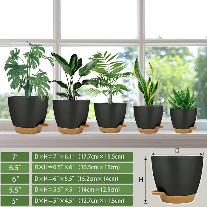 Self Watering Planters with Drainage Holes Reservoir, Nursery Planting Pot - Image 2
