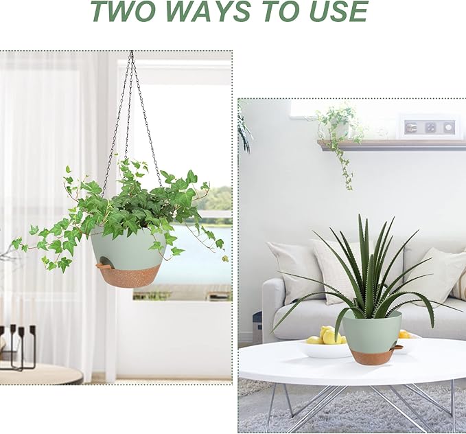 Hanging Planters for Indoor Outdoor Plants, 2 Pack Self Watering Hanging Pot - Image 5