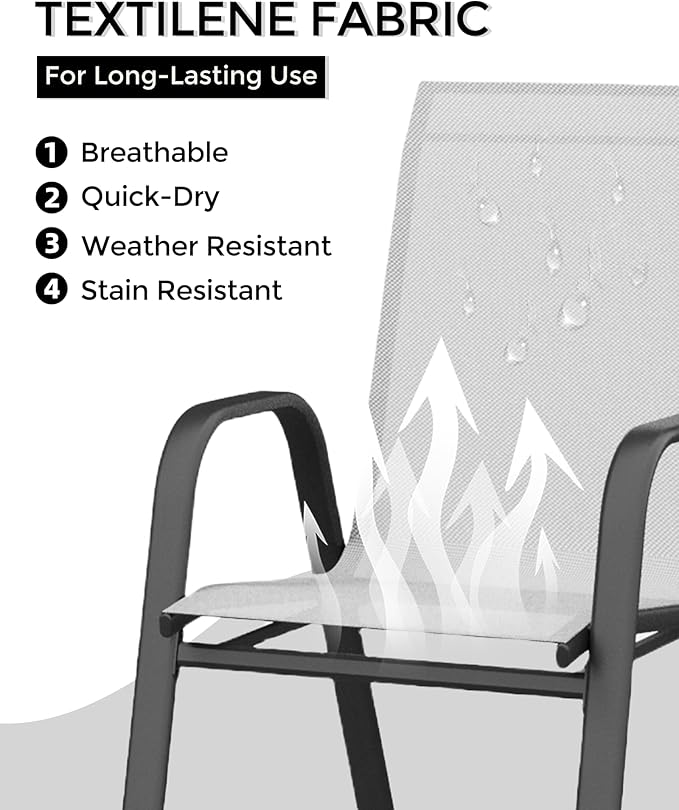 Outdoor Stackable Dining Chairs Set of 4, High-Back Patio Stacking Chairs - Image 5