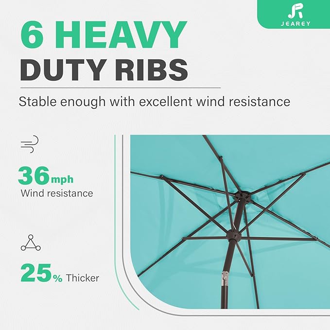 JEAREY 6.5x10 ft Rectangular Patio Umbrellas Rectangle Outdoor Umbrella - Image 9