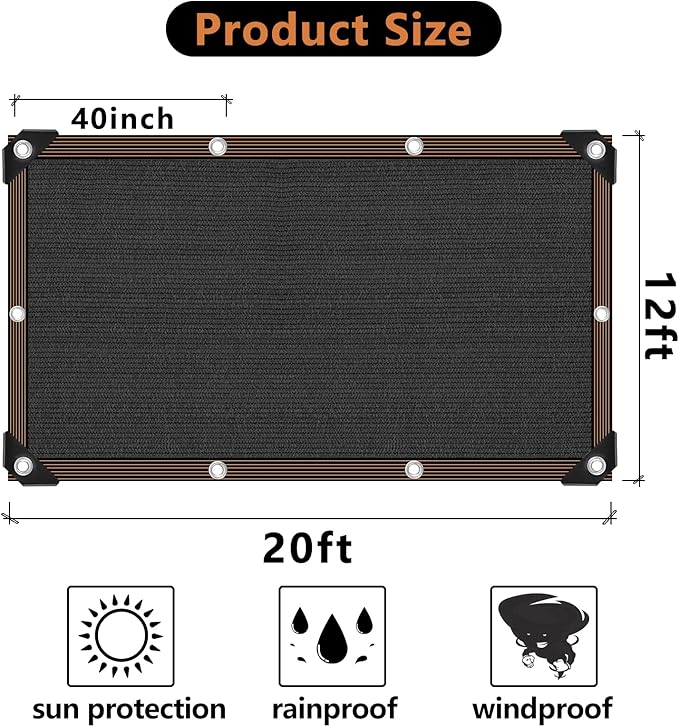 90% Shade Cloth for Garden -12 x 20 FT Durable Mesh Tarp - Image 2