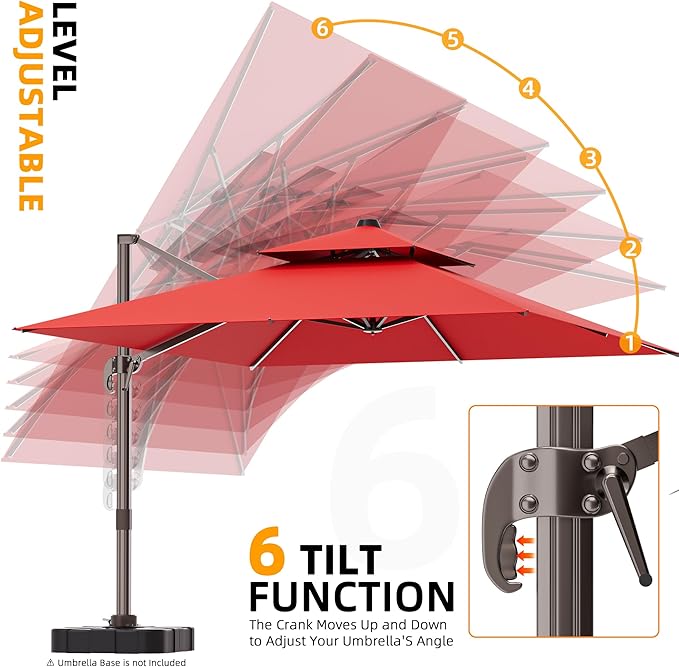 9' X 12' Cantilever Outdoor Patio Umbrellas Double Top Large Rectangle Umbrella - Image 6