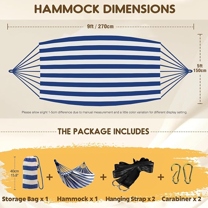 ANYOO Cotton Hammock Portable Camping Hammocks - Image 2
