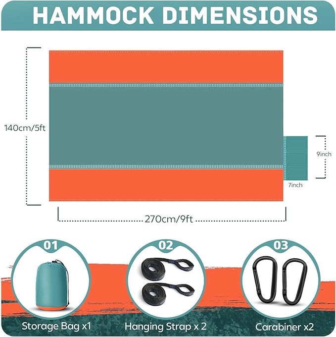 Camping Hammock Lightweight, Portable Hammocks Parachute Hammock - Image 2